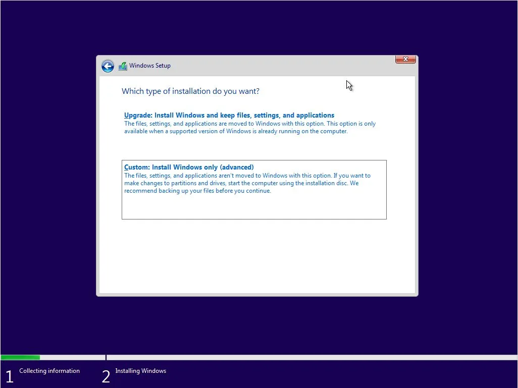 تفاوت Custom Install و Upgrade در نصب ویندوز ۱۱ انتخاب نوع نصب Custom یا Upgrade در ویندوز ۱۱