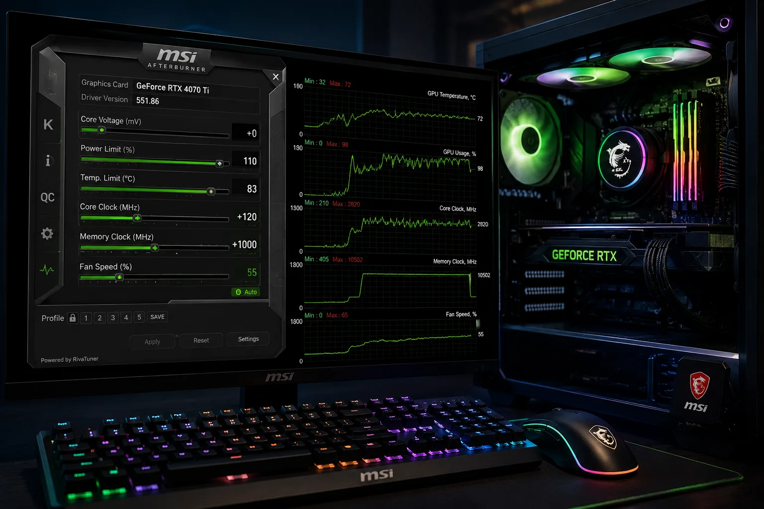 MSI Afterburner نرمافزار MSI Afterburner برای مانیتورینگ کارت گرافیک