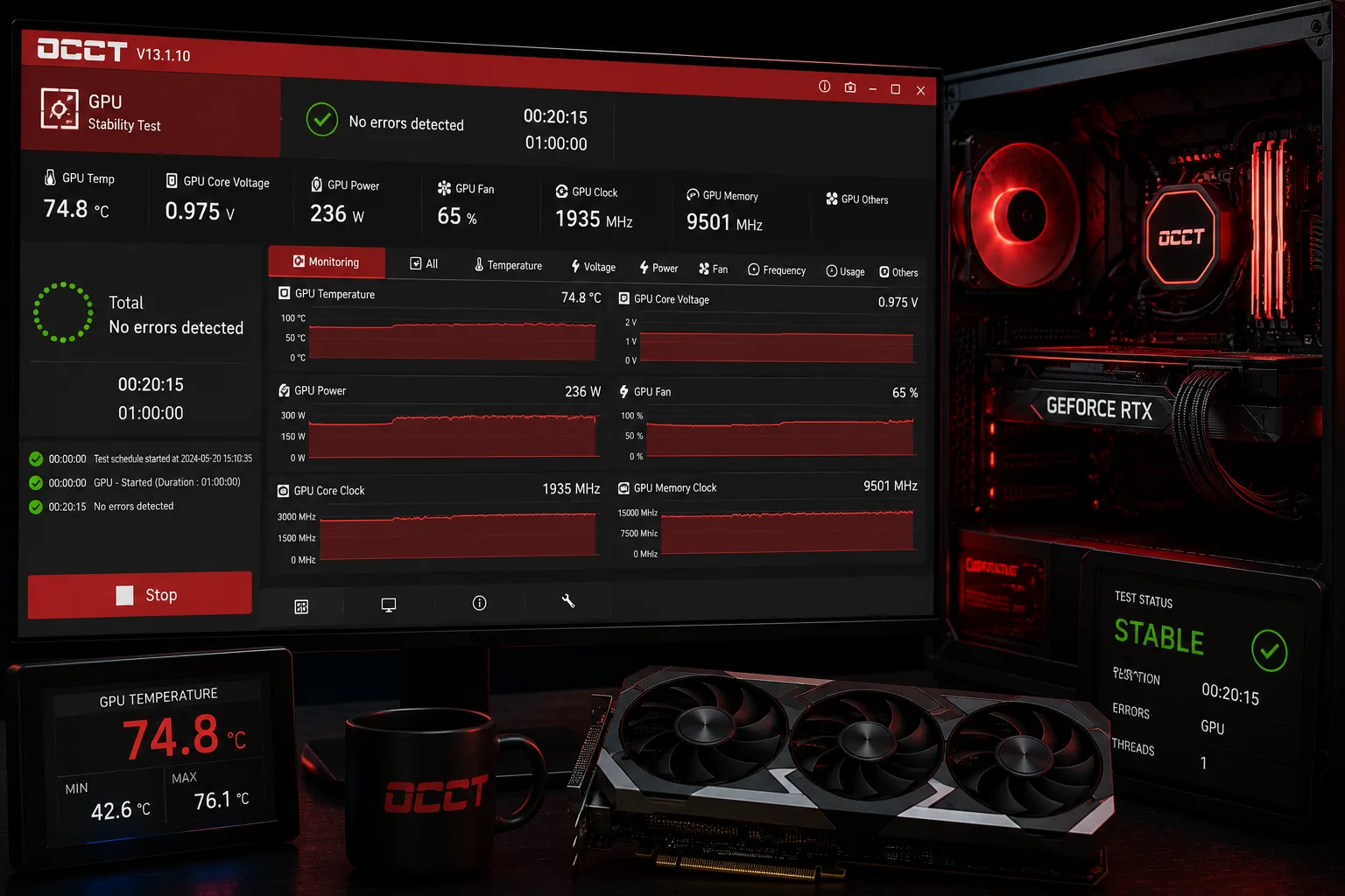 OCCT GPU Stability Test نرمافزار OCCT برای تست پایداری کارت گرافیک